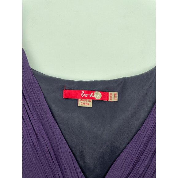 Boden Sleeveless Formal Chiffon Dress Size 14 100% Silk Purple Embellished Waist - Picture 4 of 9